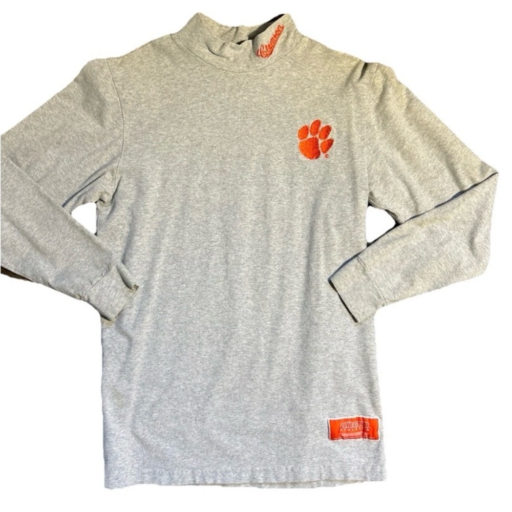 Gray Long Sleeve Shirt with Orange Paw Print Medium Clemson